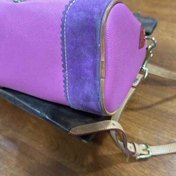 Dooney & Bourke Vintage Leather Pink and Tan Crossbody Bag with Gold Hardware - Picture 6 of 13